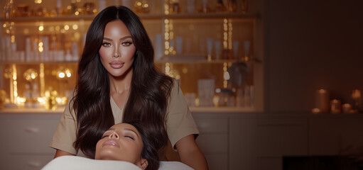 Luxury Esthetician Performing Facial Treatment in High End Beauty Spa