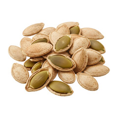 Obraz premium Pumpkin Seeds Pile Isolated Black Background