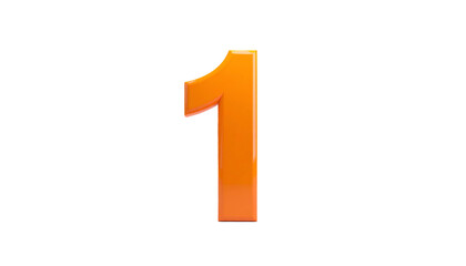 An isolated, glossy orange number one against a pure black background. The digit has a three-dimensional look