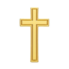 Shiny Gold Christian Cross Isolated on Black Background
