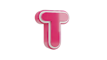 3D Pink Letter T with White Outline