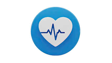 Heartbeat and Heart Icon on Blue Circle