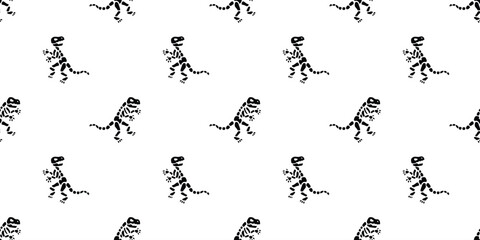 dinosaur seamless pattern skeleton bone t-rex Tyrannosaurus rex fossil cartoon vector character doodle illustration wrapping paper tile background repeat wallpaper scarf isolated design © CNuisin