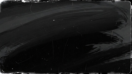 High-detail abstract black grunge background combining scratched film texture, analog noise, and expressive brush-painted darkness. Minimal yet dramatic monochrome composition with distressed edges