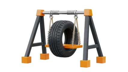 Tire Swing Set with Orange Accents