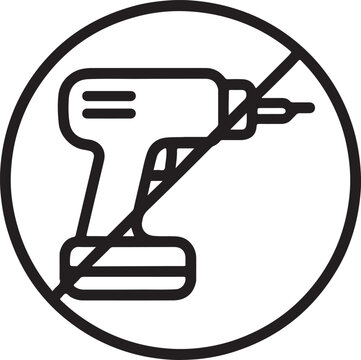 Prohibited power drill icon safety warning no tools allowed construction regulation