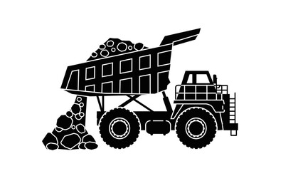 Heavy duty mining dump truck unloading rocks illustration © Hafiz