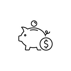 Obraz premium Minimalist Piggy Bank Illustration with Coin and Dollar Sign Representation