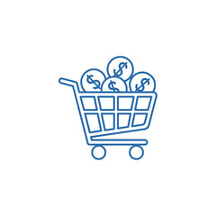 Minimalist Illustration of Shopping Cart Filled with Coins for E-commerce and Finance Concepts