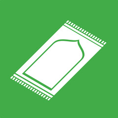 Islamic Prayer Mat Icon, White Sajadah Silhouette on Green Background