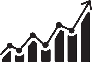 Financial Data Chart with Line Graph and Growth Arrow, Business Analytics and Market Success Icon