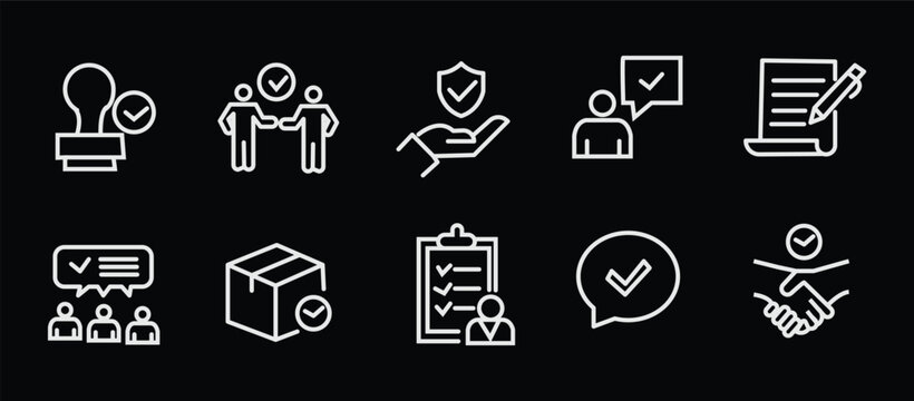 Approval icon set. Editable line icons. Vector illustration.