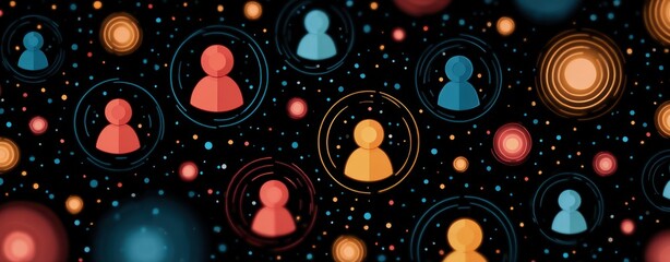 Get to Know Your Customers Day Seamless technological pattern showing interconnected user icons surrounded by glowing rings Customer Centric Mindset