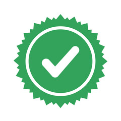 Approved Certificate Seal with Check Mark Vector Icon