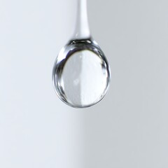 Macro close up of clean pure fresh water droplet falling