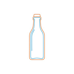 Minimalist glass bottle outline icon, clean design, beverage container vector