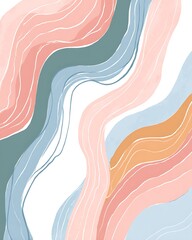 Muted Abstract Flowing Wavy Shapes Background Minimalist Boho Texture Design