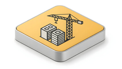 Construction crane lifting blocks on yellow icon