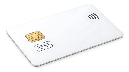 Modern white contactless credit card with chip technology
