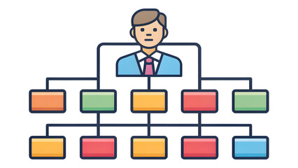 Businessman leading organization with structured workflow