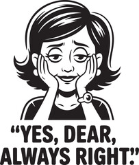 Woman with hands on face looking tired and bored saying yes dear always right