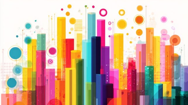 Colorful business chart and data visualization on digital dashboard illustrating financial analysis, market trends, and corporate reporting concepts for professional office and business strategy prese - Powered by Adobe