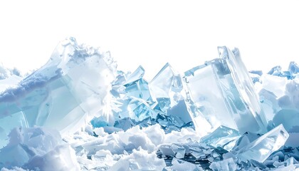 Obraz premium Frozen Landscape - Jagged Ice Formations Against a White Backdrop.