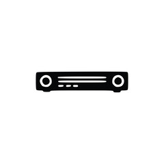 Fototapeta premium A minimalist black and white illustration of a stereo receiver or audio amplifier.
