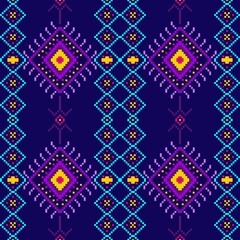 Geometric ethnic seamless pattern, pixel art pattern,  Design for background, wallpaper, textile, digital design, motif pattern, ethnic border, Mughal paisley, ornaments print