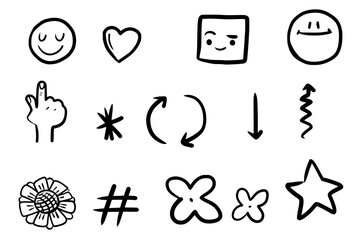 Minimal Doodle Icons with Emojis and Arrows &ndash; Vector Set