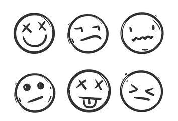 Black Brush Style Doodle Icons and Emoji Vector Pack