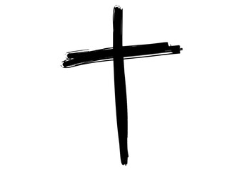 Simple Black Brush Stroke Cross Icon