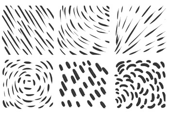 Set of 6 Hand Drawn Hatching Patterns in Freehand Style