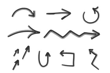 Vector Set of Arrow Icons in Multiple Shapes, Isolated Elements