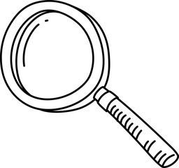 Line magnifying glass hand drawn illustration