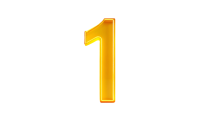 A numeral one rendered in a gold color with a vibrant outline, positioned against a stark black background. It appears to be a digital illustration
