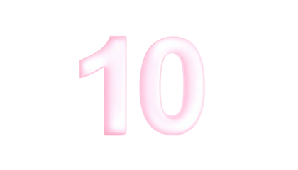 A numeral "10" is displayed in a vibrant pink, glowing effect against a stark black backdrop. It's a simple, striking image
