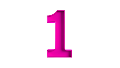 A vibrant pink, outlined numeral one, prominently displayed against a stark, solid black background