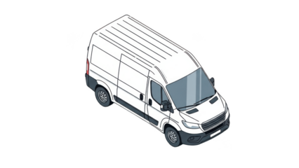 Isometric white cargo van – spacious commercial delivery vehicle illustration perfect for logistics companies, courier services, tradespeople, moving businesses, rental fleets, and urban last‑mile tra