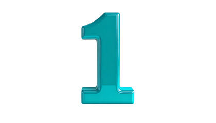 A 3D rendered turquoise numeral one, gleaming with highlights, floating against a stark black background
