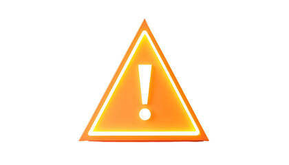 Illuminated orange triangle with white exclamation point symbol, centered, against a stark black background