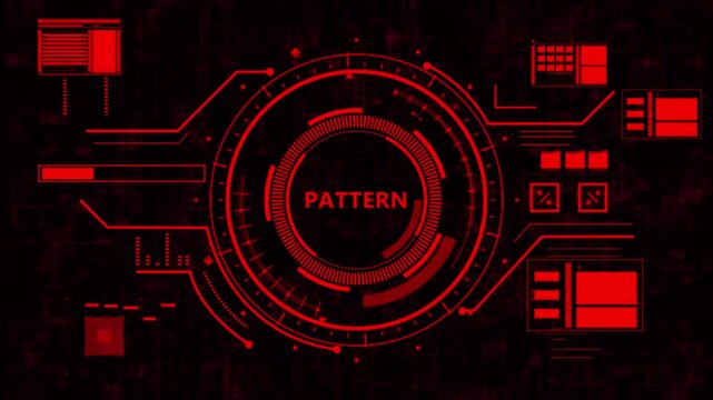 A complex high-tech motion graphic featuring a glowing cyan HUD interface with rotating circular elements, progress bars, and data visualization panels.Futuristic neon blue head-up display