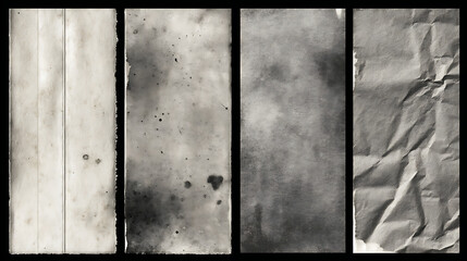 Collage of four distressed paper textures aged