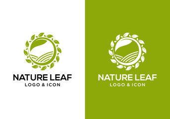 vector design of a leaf garden logo icon. creative design of a vector emblem