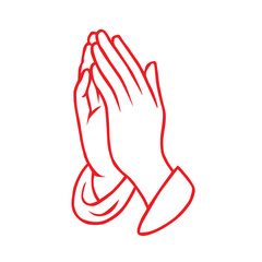 Line Art Illustration of Praying Hands Gesture