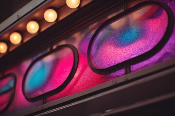 Colorful neon light decoration pink purple blue gradient texture vintage light string scene

