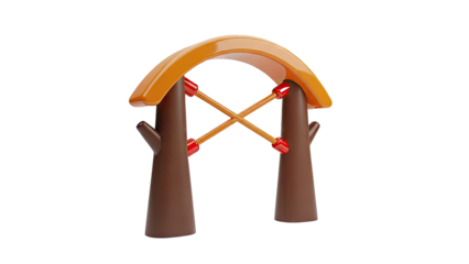 Stylized Tree Archway with Orange Roof