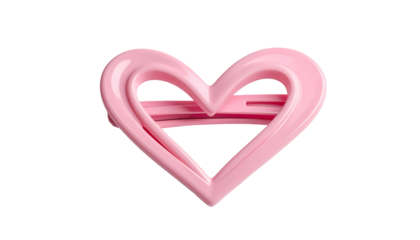 A 3D rendered, glossy pink heart-shaped object on a stark black background. The heart is intertwined with itself creating a layered appearance