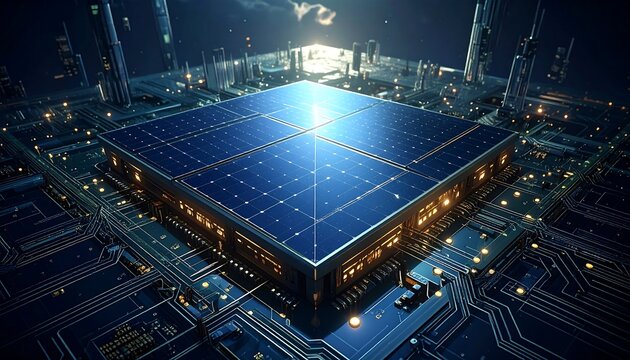 Futuristic CPU - Advanced Technology and Circuitry in a Digital World. - Powered by Adobe