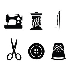 Sewing essentials icons set Vector, illustration